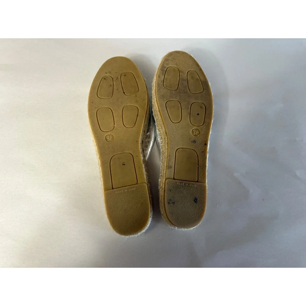 The Striped Sailor Slip-On Silver Espadrille Mules Made in Spain 38